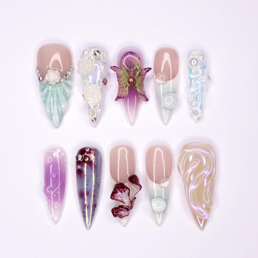 Seashell Freestyle 3D Press on nails