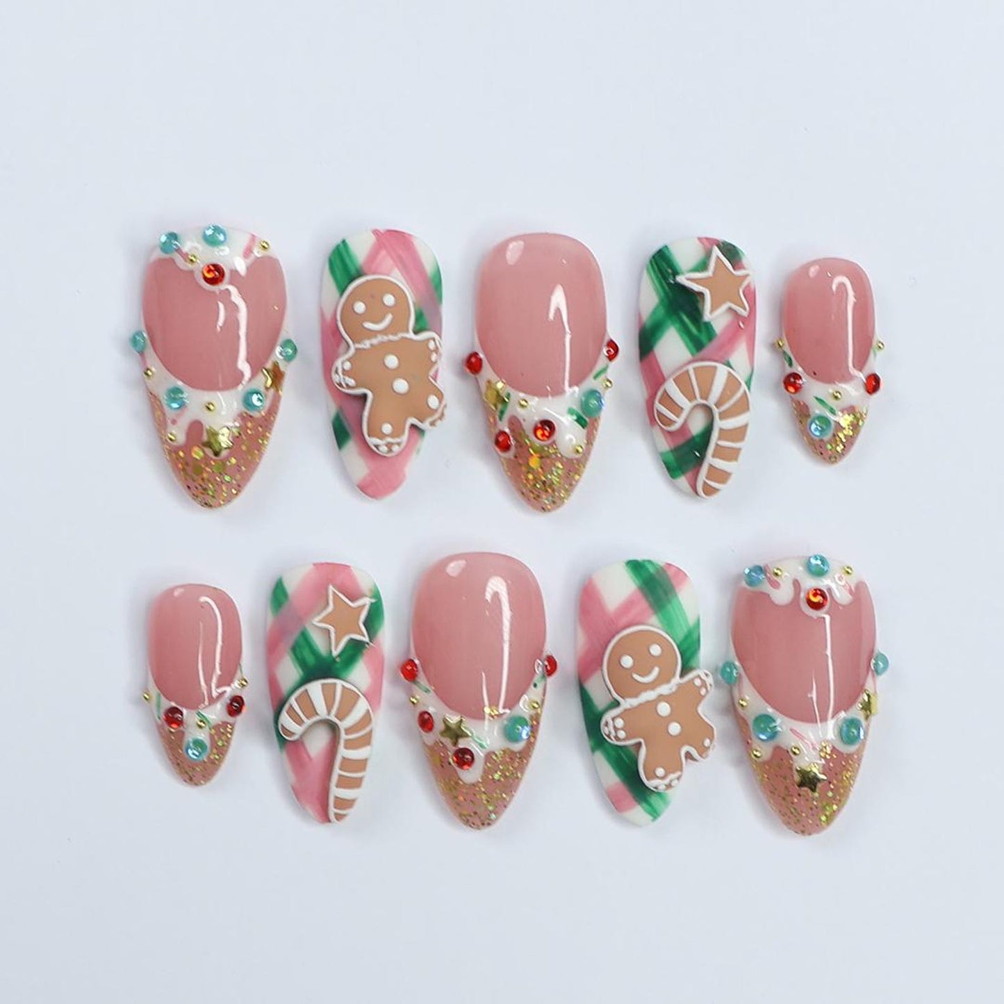 Gingerbread Christmas Night Press on nails