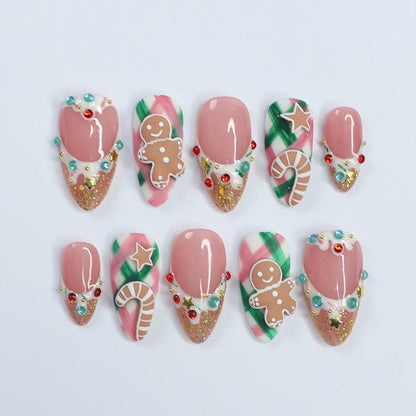 Gingerbread Christmas Night Press on nails