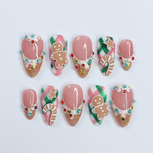 Gingerbread Christmas Night Press on nails