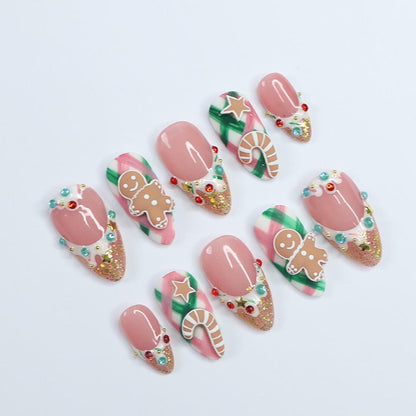 Gingerbread Christmas Night Press on nails