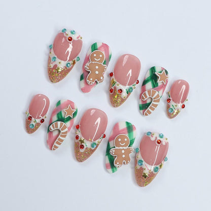 Gingerbread Christmas Night Press on nails