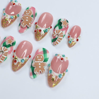Gingerbread Christmas Night Press on nails