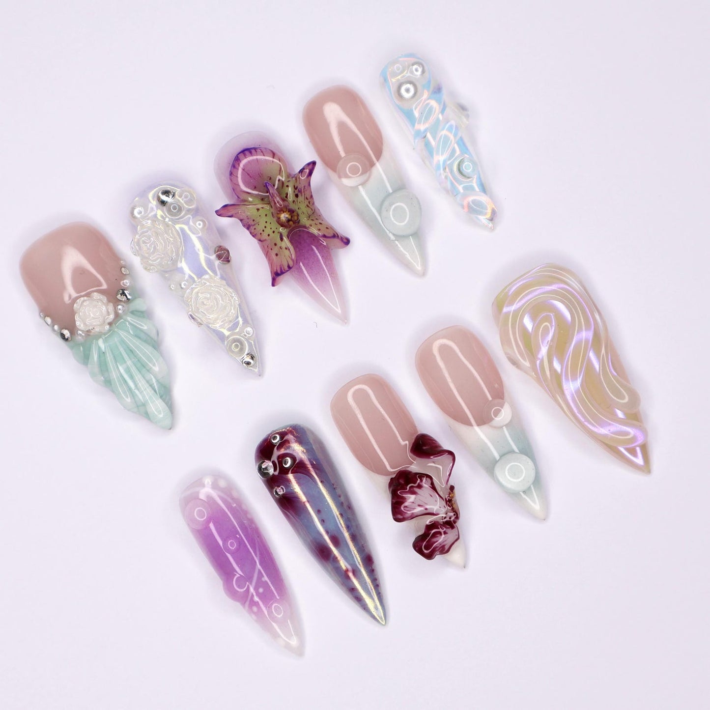 Seashell Freestyle 3D Press on nails