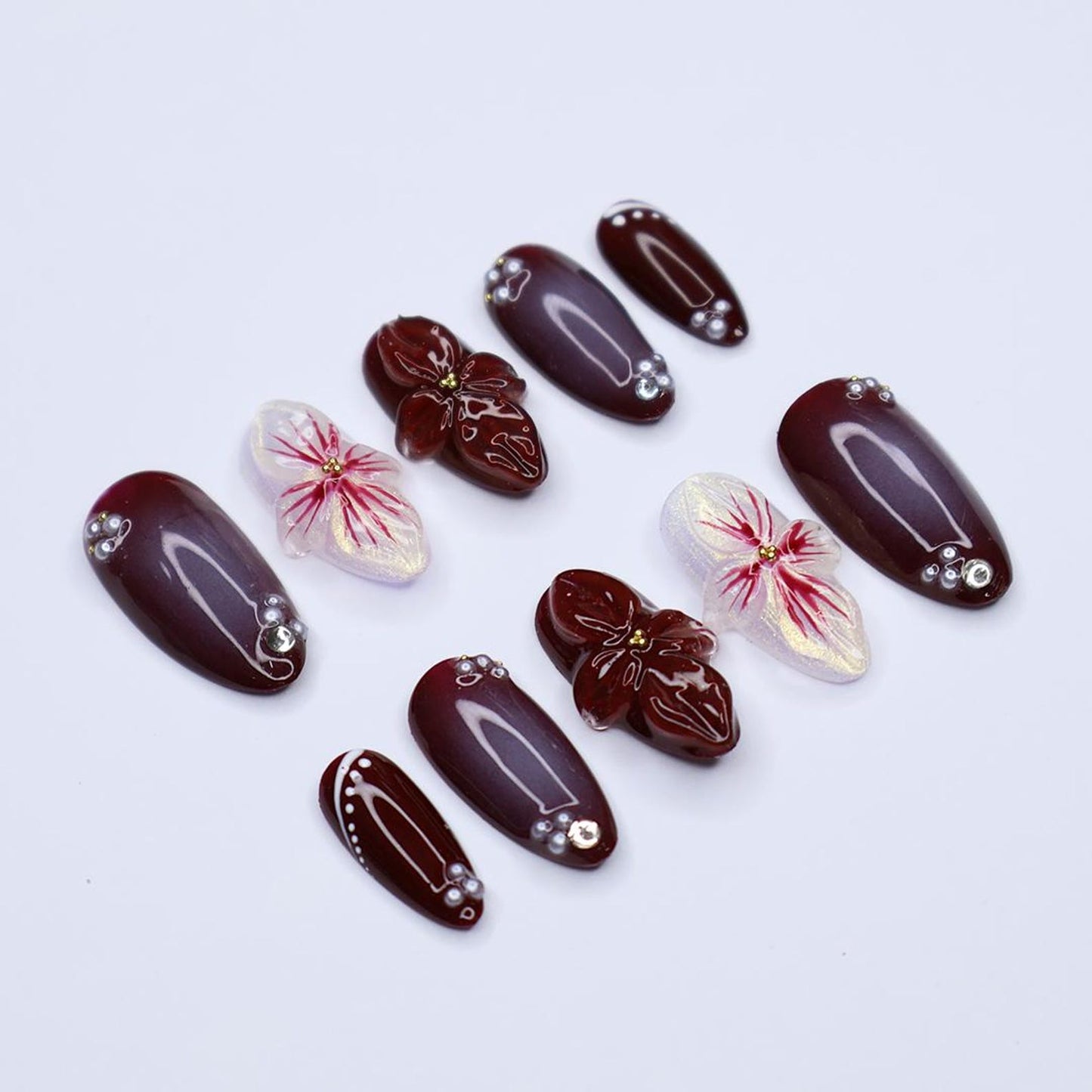Tortoise Shell Floral Fall  Press on nails