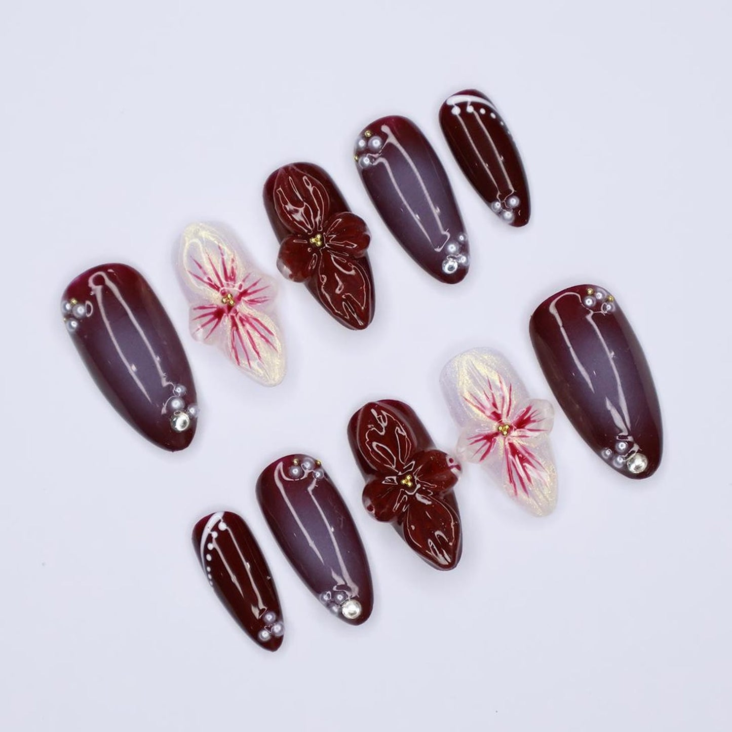 Tortoise Shell Floral Fall  Press on nails