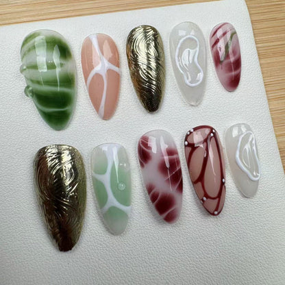 Flower Tropical Style Handmade Press on nails
