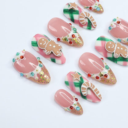 Gingerbread Christmas Night Press on nails