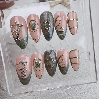 Tropical style 6 Handmade Press on nails