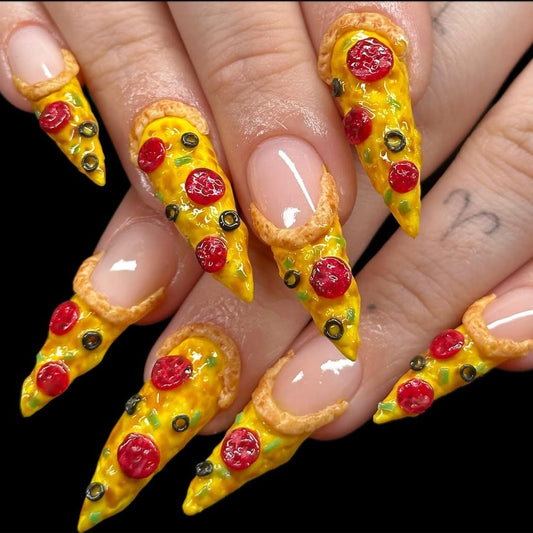 Quirky Pizza Handmade Press on nails