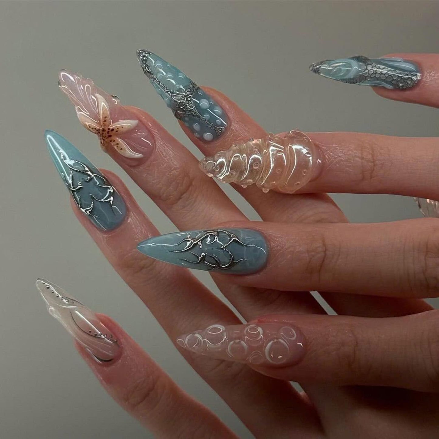 Underwater Fantasy Handmade Press on nails