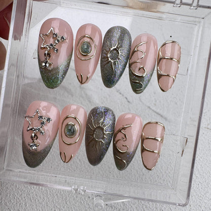 Tropical style 6 Handmade Press on nails