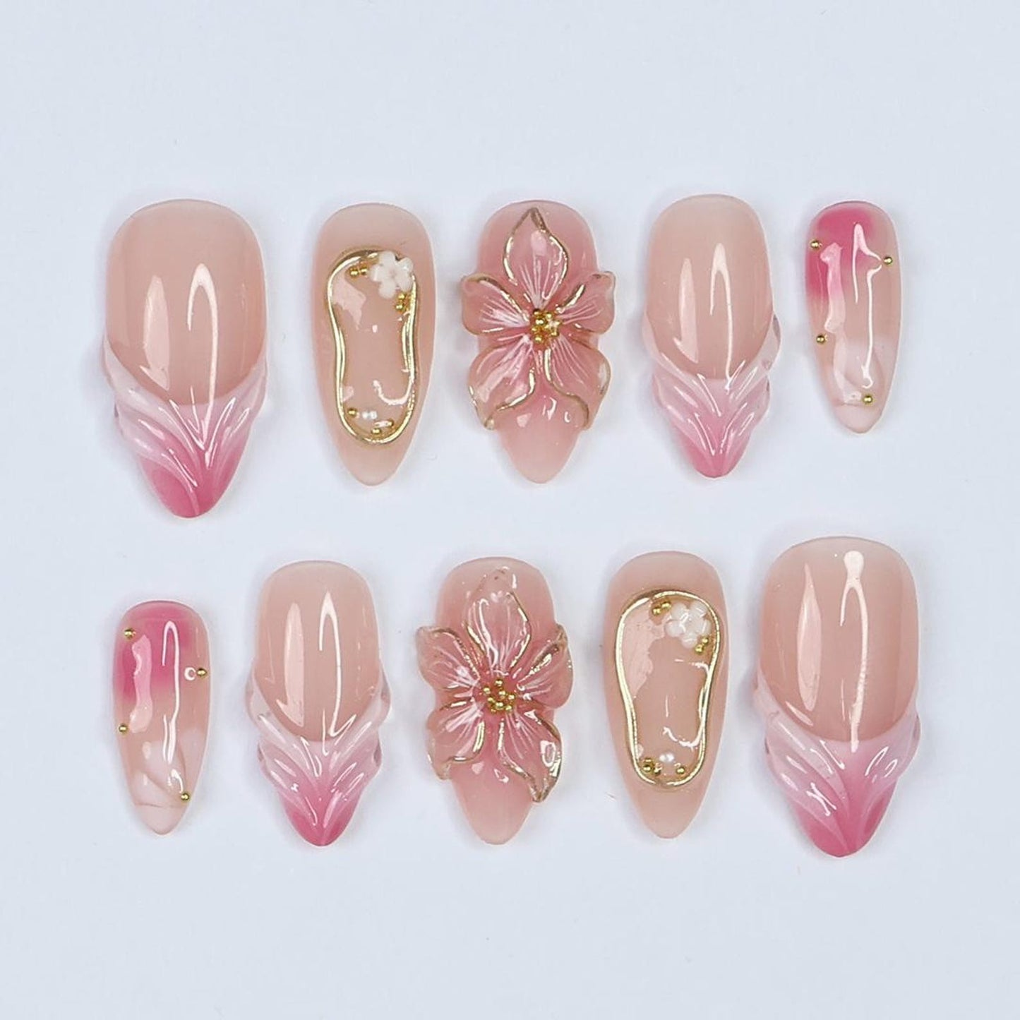 Blush Bloom Elegance Handmade Press on nails