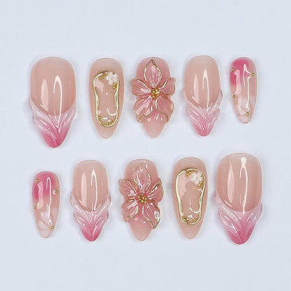 Blush Bloom Elegance Handmade Press on nails
