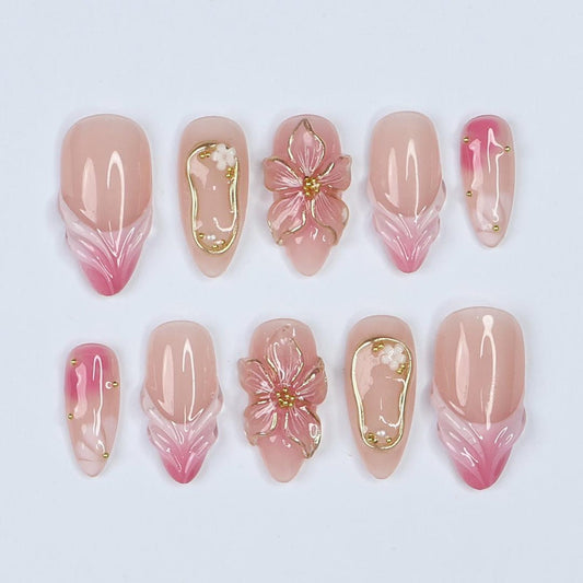 Blush Bloom Elegance Handmade Press on nails