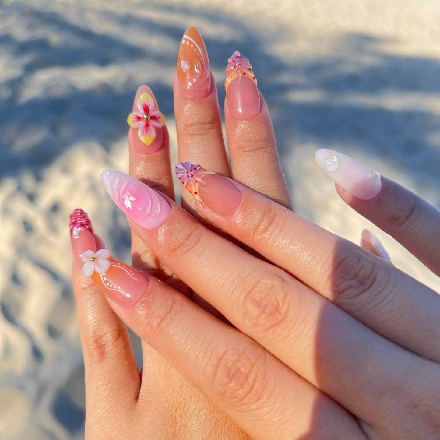 Floral Flower Handmade Press on nails