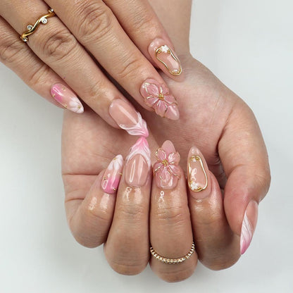 Blush Bloom Elegance Handmade Press on nails