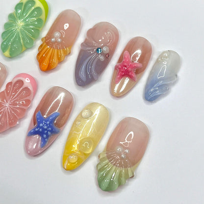 Starfish Shell Handmade Press on nails