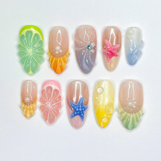 Starfish Shell Handmade Press on nails