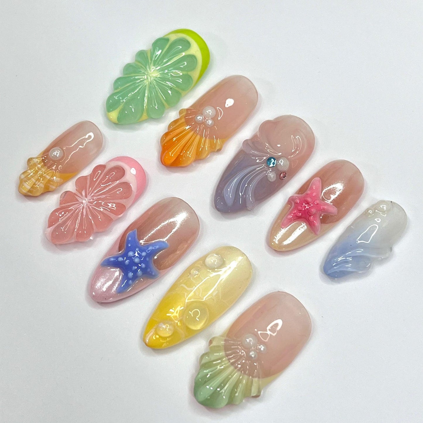 Starfish Shell Handmade Press on nails