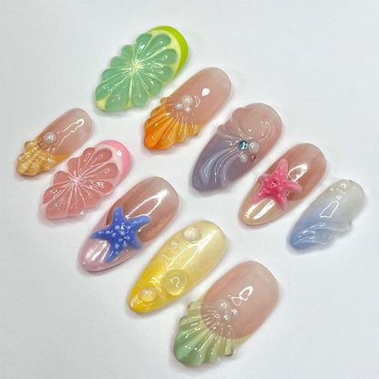 Starfish Shell Handmade Press on nails