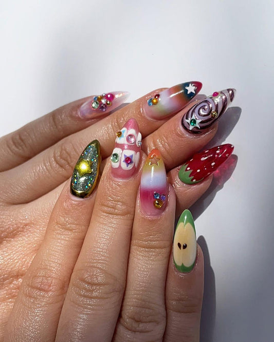 Whimsical Fruit Handmade Press on nails