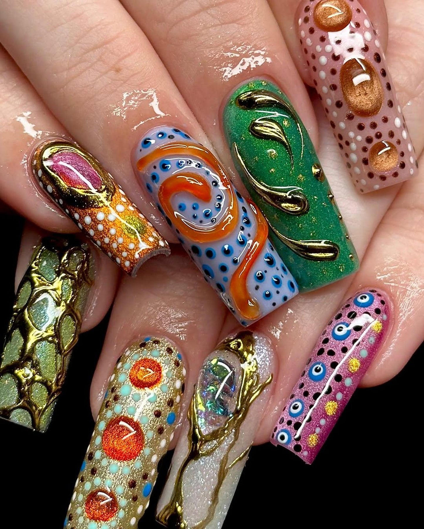 Eye Art Colorful Handmade Press on nails