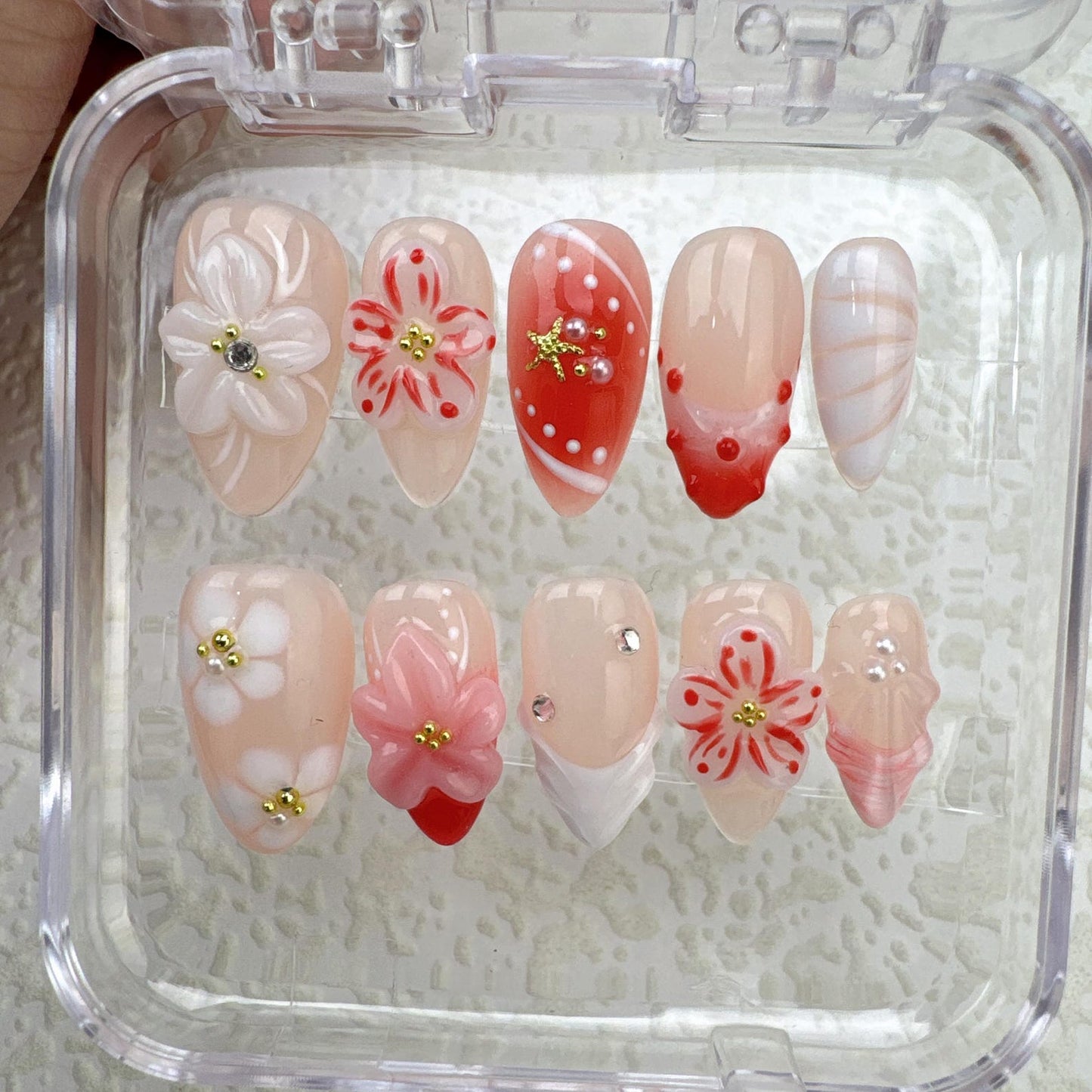 Flower Tropical Handmade Press on nails