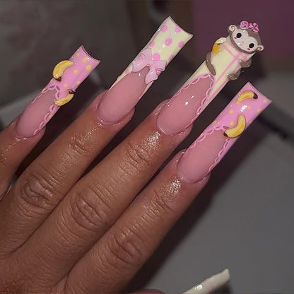 Kawaii Monkey Handmade Press on nails