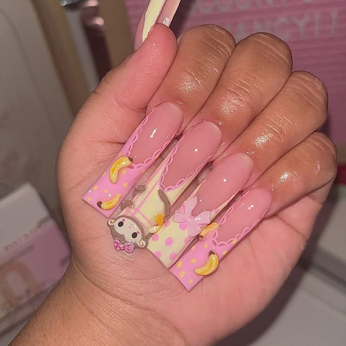 Kawaii Monkey Handmade Press on nails