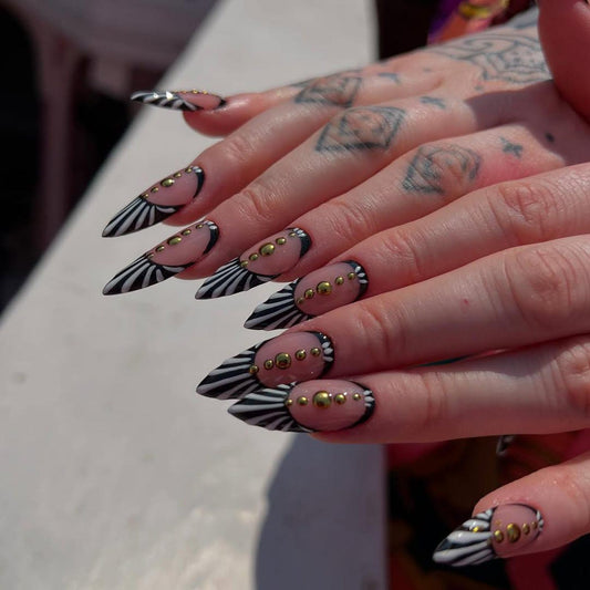 Zebra Stripe Handmade Press on nails