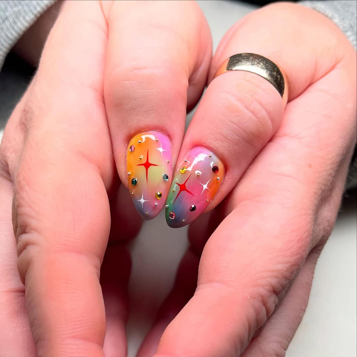 Rainbow Sparkle Handmade Press on nails