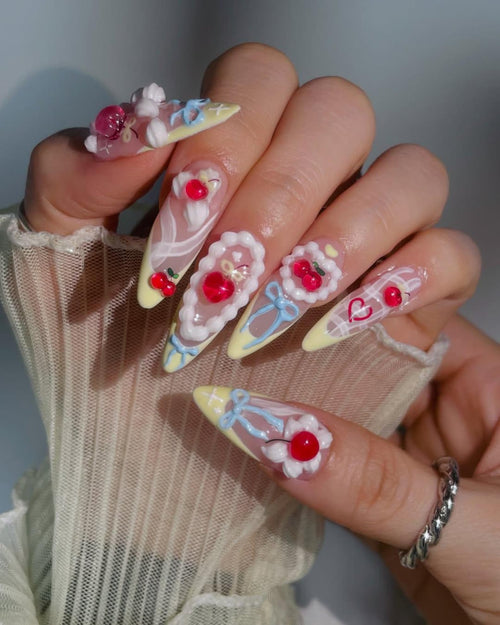Cherry Cake Handmade Press on nails