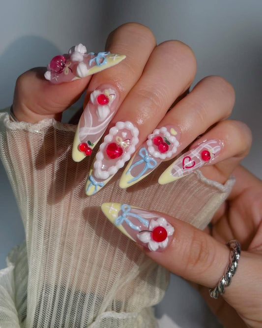 Cherry Cake Handmade Press on nails