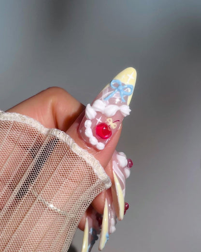 Cherry Cake Handmade Press on nails
