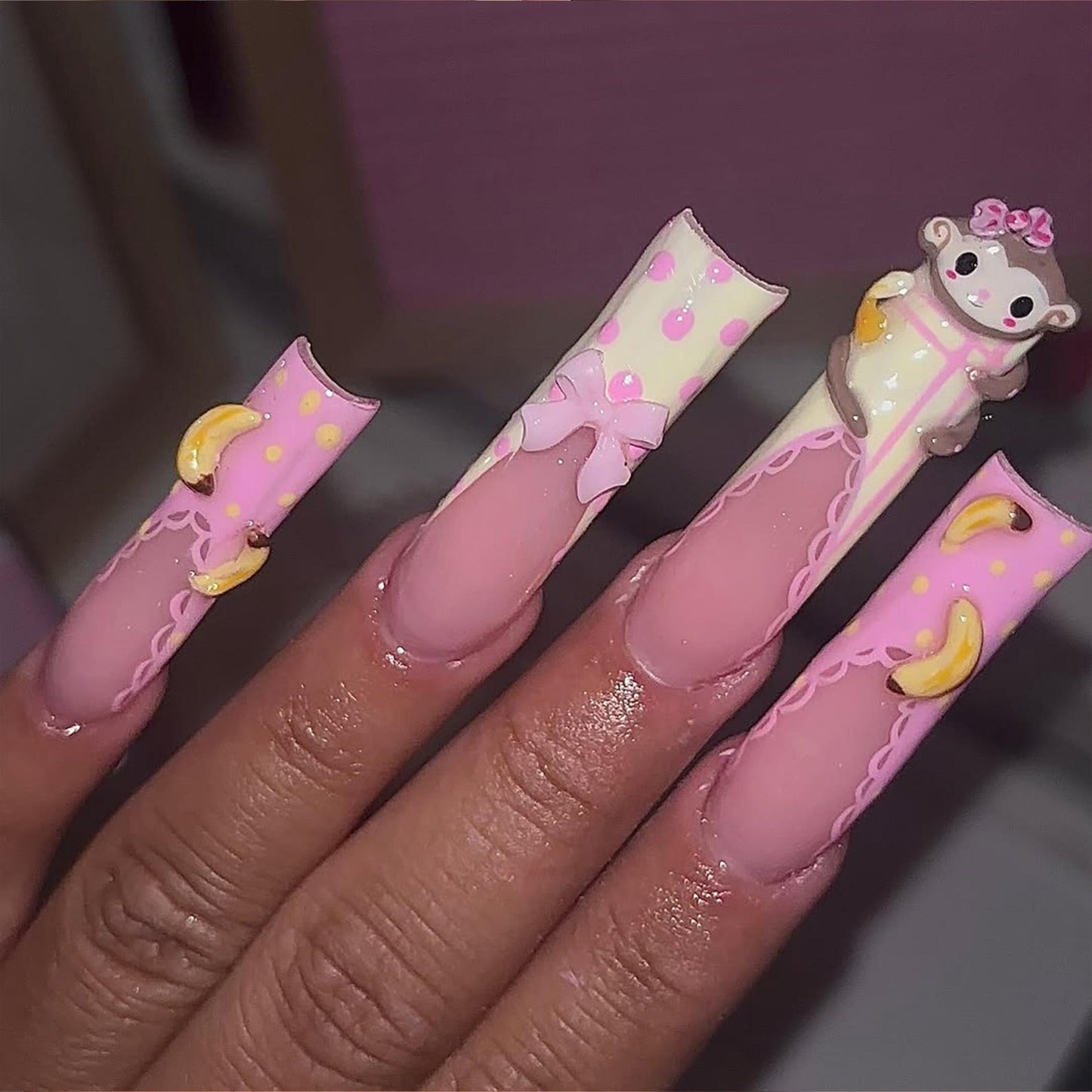 Kawaii Monkey Handmade Press on nails