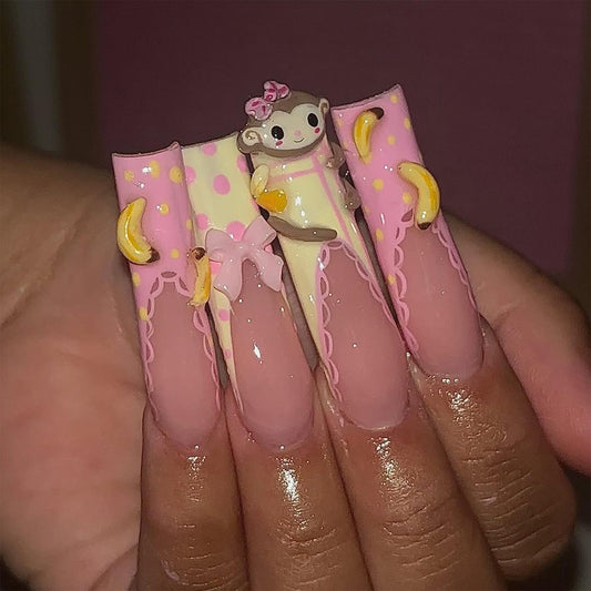 Kawaii Monkey Handmade Press on nails