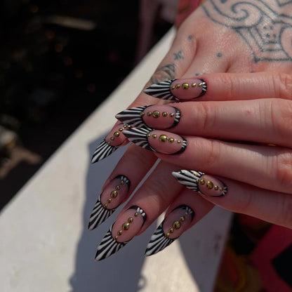 Zebra Stripe Handmade Press on nails