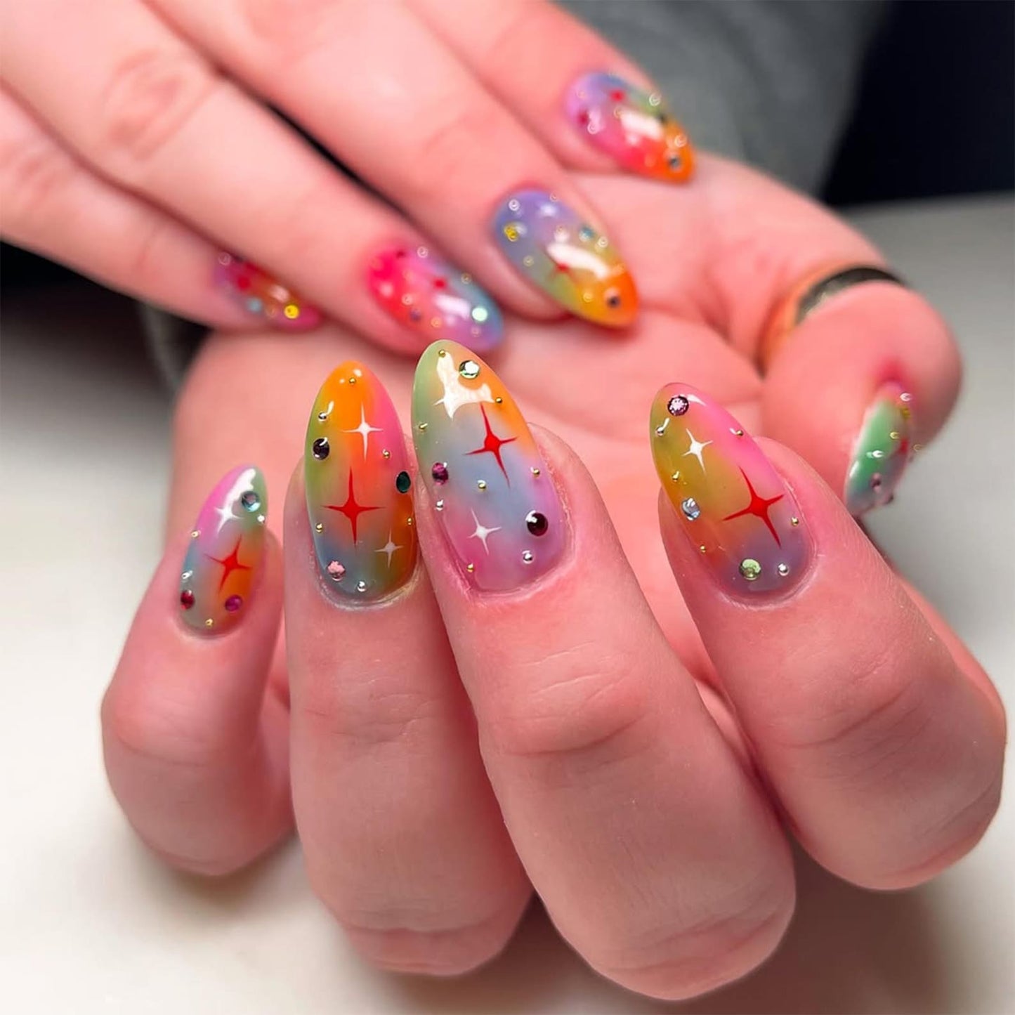 Rainbow Sparkle Handmade Press on nails