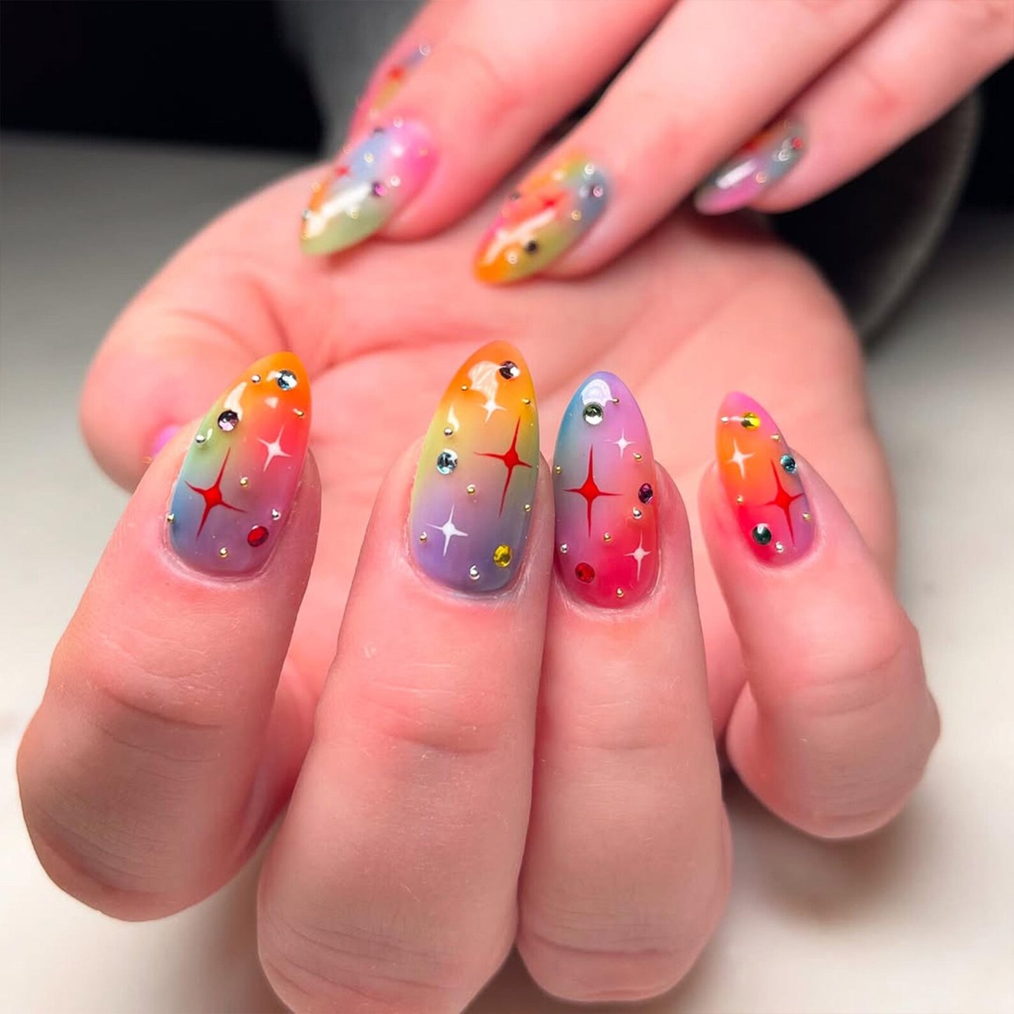 Rainbow Sparkle Handmade Press on nails