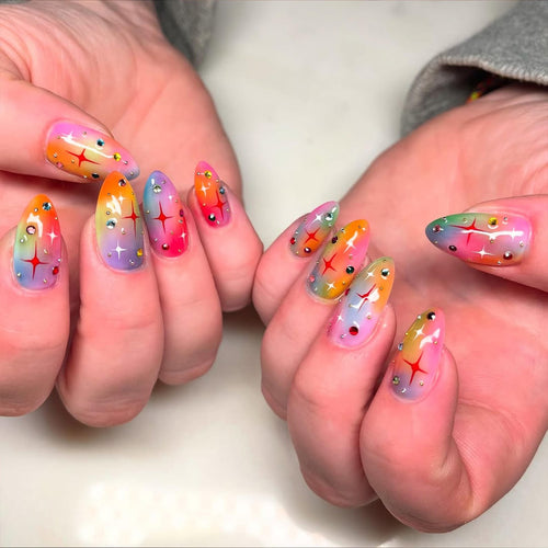 Rainbow Sparkle Handmade Press on nails