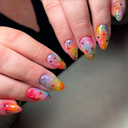 Rainbow Sparkle Handmade Press on nails