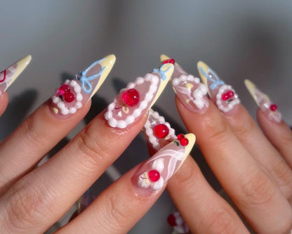 Cherry Cake Handmade Press on nails