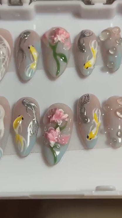 Koi Pond Bliss Handmade Press on nails
