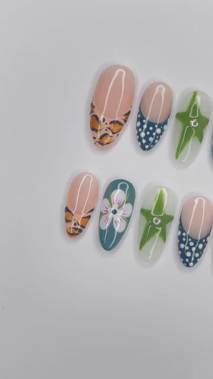 Zebra Flower Summer Press on nails