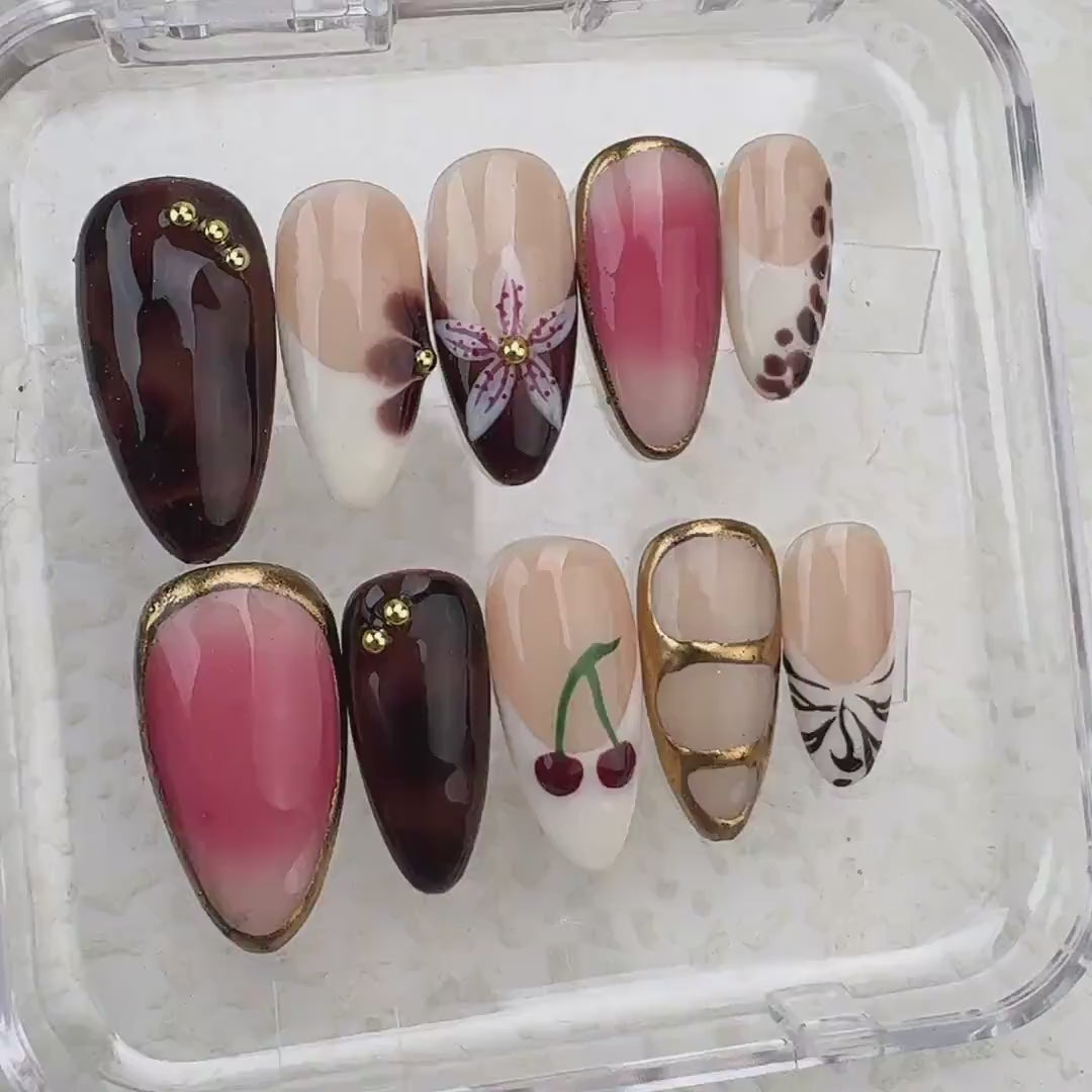 Summer Tropical Style 14 Handmade Press on nails 