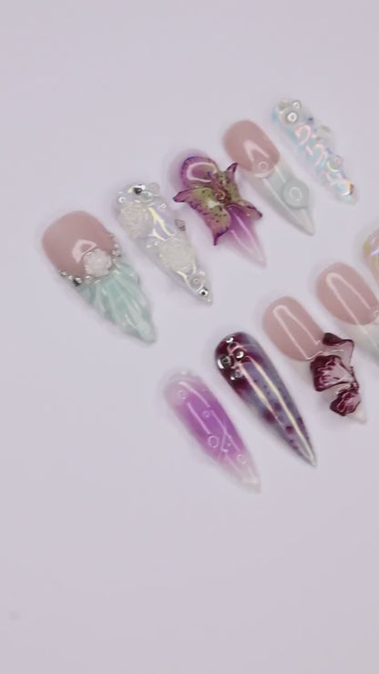 Seashell Freestyle 3D Press on nails