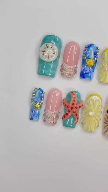 Summer Ocean Gothic Press on nails