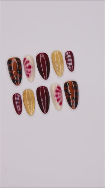 Blooming Brown Elegance Press on nails
