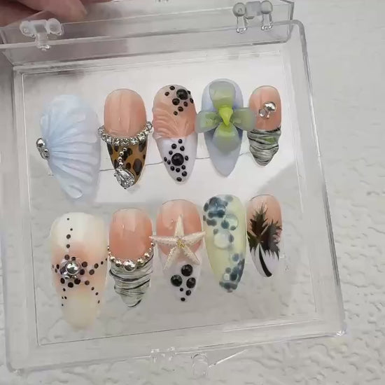 Starfish Summer Handmade Press on nails